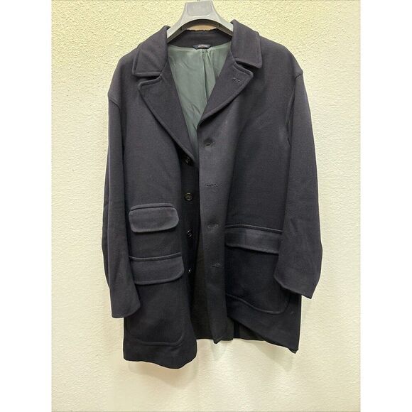 Coach Navy Blue Single Breasted Wool Pea Coat Fully Lined XL Men Lined Pockets - Picture 11 of 11